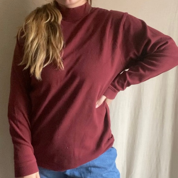 Cotton Maroon Mock Neck - Picture 5 of 6
